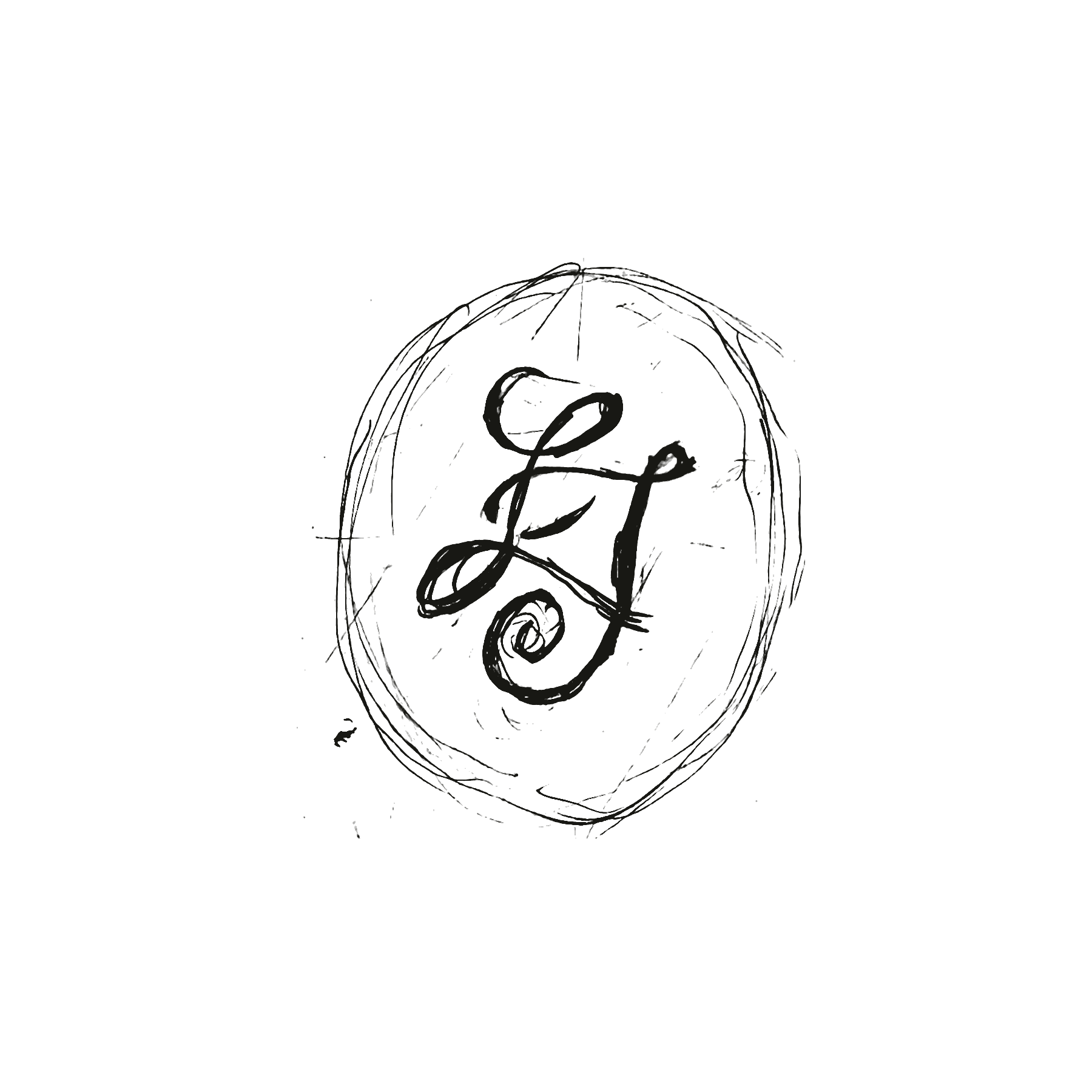 Pencil study of a two-letter monogram
