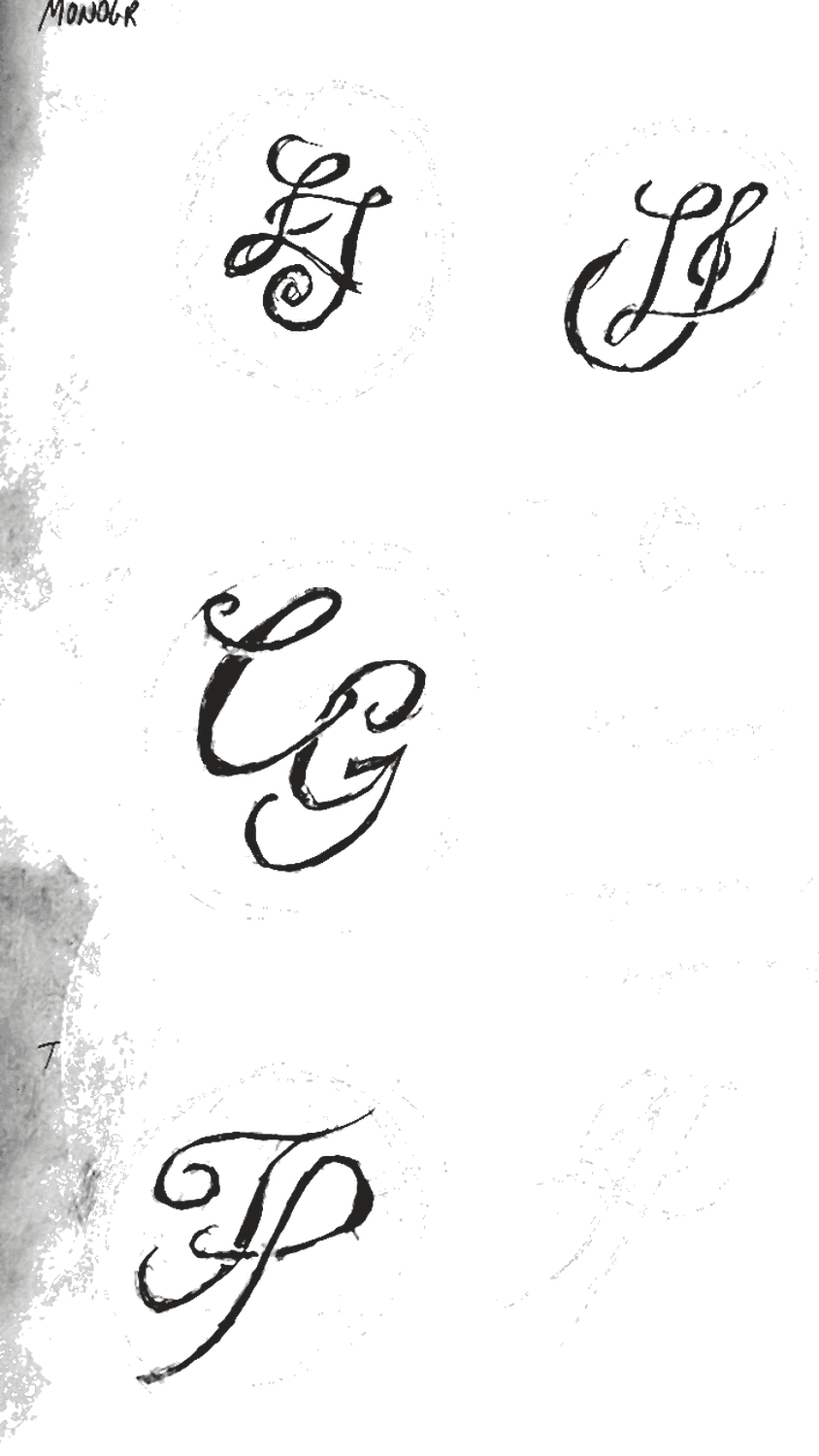 Pencil study of a two-letter monogram