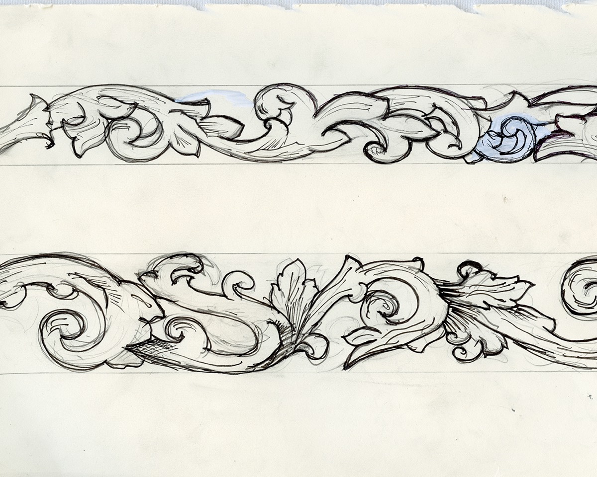 Acanthus scroll drawing